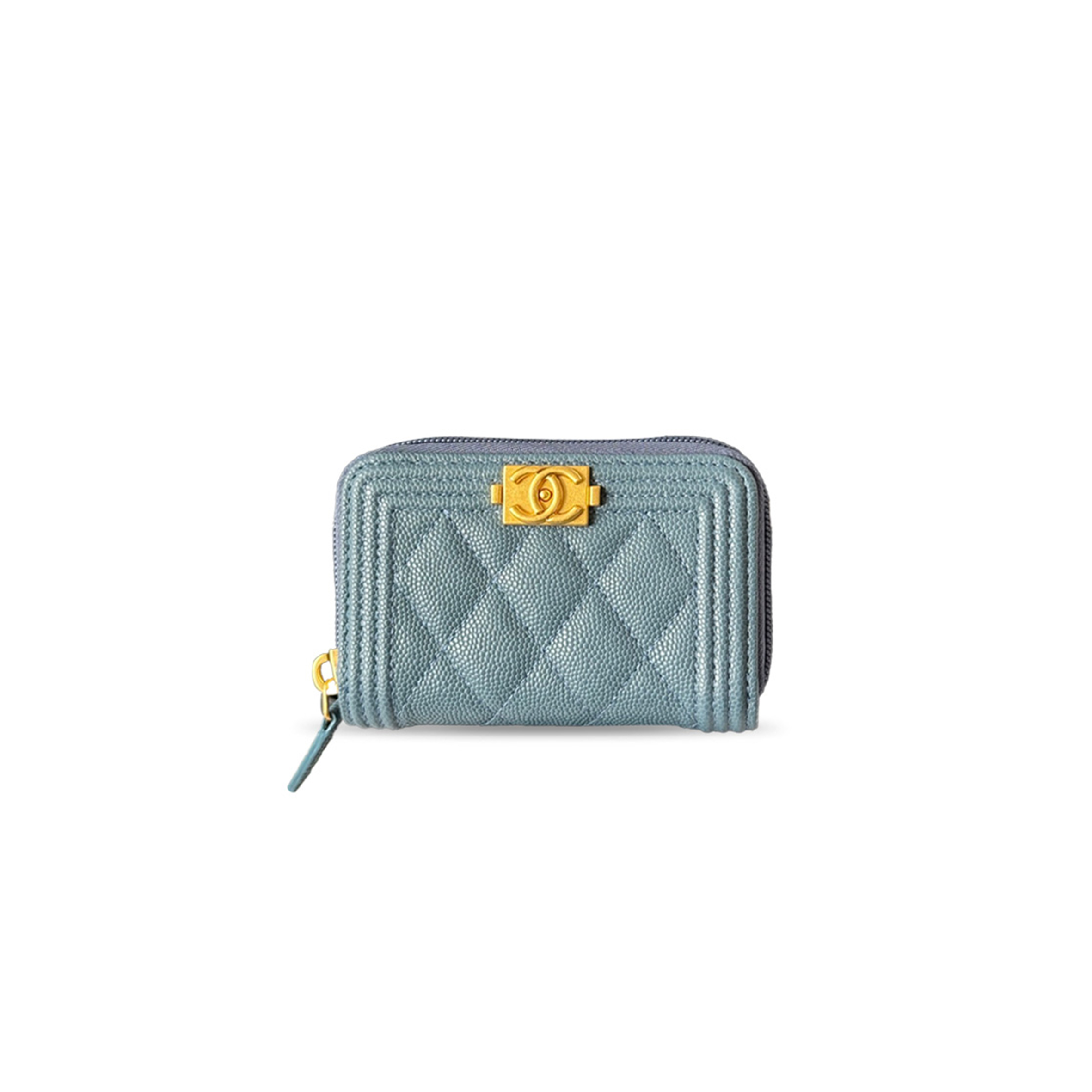 CHANEL CAVIAR QUILTED BOY ZIP AROUND COIN PURSE WALLET A80602 (11*7.5*2cm)